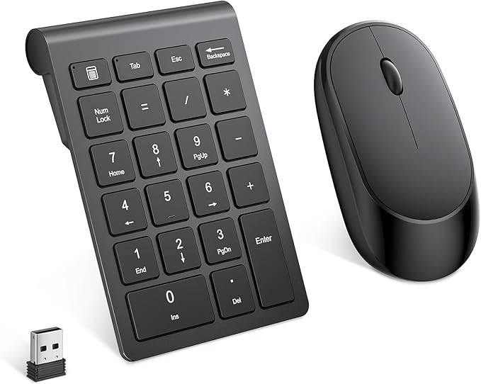 Wireless Number Pad, Lekvey Numeric Pad and Mouse Combo, Portable Slim 2.4GHz