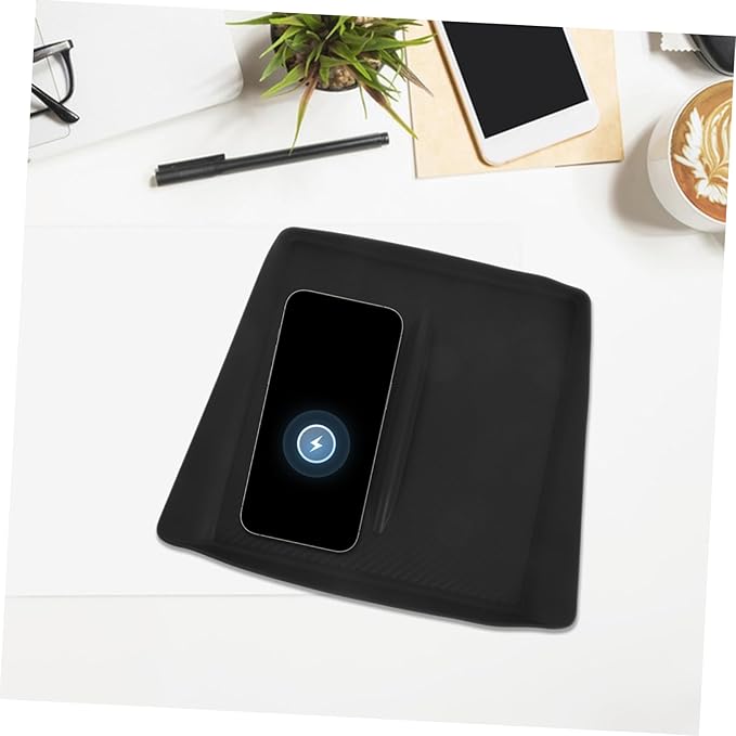GLEAVI Center Console Cordless Charger Mat - Silicone Phone Charging Pad for Convenient Charging Sleek Design Enhancing Vehicle Interior