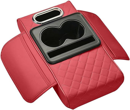 Car Center Console Pad PU Leather Armrest Organizer with Tissue Box Slot for Vehicles, Style C
