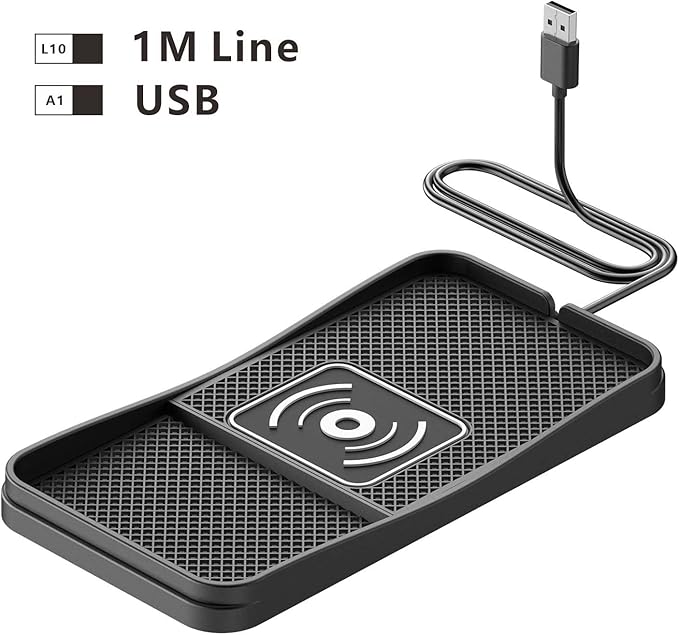 Car Wireless Charger Pad for Cadillac Catera 2000-2001, Fast Car Wireless Charging Pad for Car Center Console, Non Slip Charging Mat,1M-USB