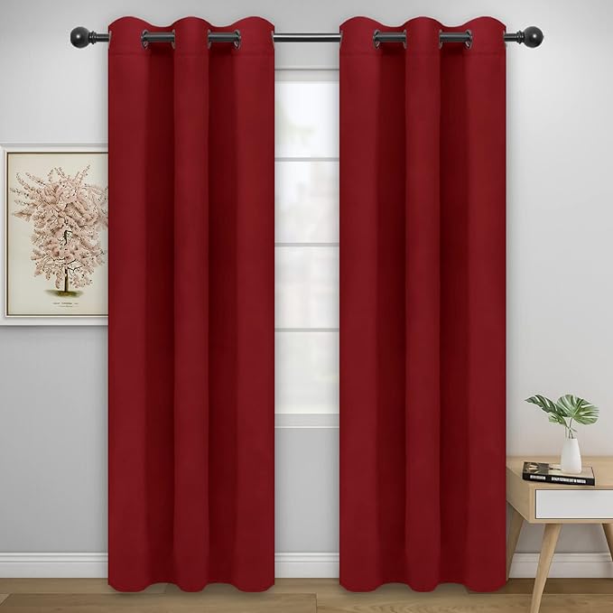 Easy-Going Blackout Curtains for Bedroom, Solid Thermal Insulated Grommet and