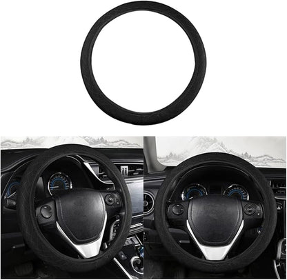 Elastic Stretch Car Steering Wheel Cover, Breathable Microfiber Ice Silk Vehicle Steer Wheel Protector for 15Inch, Anti-Slip Auto Interior Accessories Universal for SUV, Truck, RV (Black)