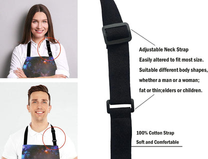 Galaxy Apron for Women and Men, Adjustable Kitchen Chef Apron for Cooking Baking - Cute Birthday, Anniversary, Mother's Day Apron Presents for Mom Wife Girlfriend Aunt Grandma