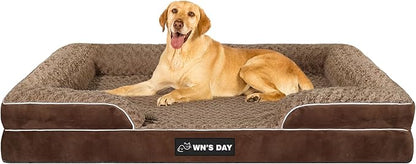 Orthopedic Dog Bed for Large Medium Sized, Washable Memory Foam Large Dog Bed, Durable Medium Pet Sofa with Removable Cover, Washable Waterproof Pet Couch Beds(Brown, XL)
