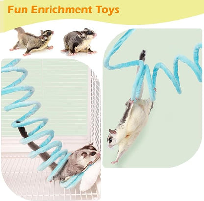 1pc Elastic Sugar Glider Climb Rope, Hanging Cage Toys(Random Color) | Enrichment Toys Wrapped in Short Plush for Soft Touch & Spring Design Boost Climbing Fun & Build Small Pets’ Climb Strength