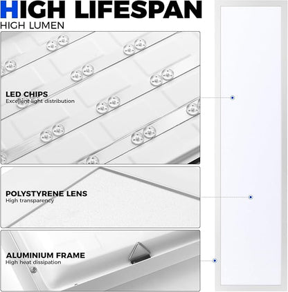 Barrina 1x4 LED Flat Panel Light, 8640LM 72W, 0-10V Dimmable, Brightness & 5CCT