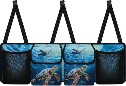 Car Trunk Organizer, Sea Turtle Car Organizers and Storage Backseat Car Organizer for SUV/Truck/MPV, Hanging Car Organization with 4 Pocekts, Frees Trunk Floor, Sturdy Space Saving Expert