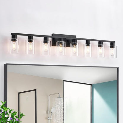 8 Light Bathroom Vanity Light, Matte Black Bathroom Vanity Lights Over Mirror