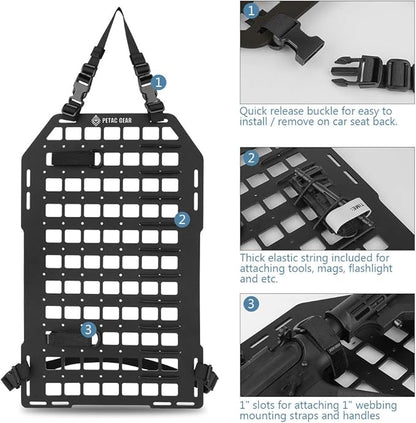 PETAC GEAR Tactical Car Seat Back Organizer | Rigid Molle Panels for Vehicles | Truck Mount Rack Panel for Tactical Gear Accessories. …