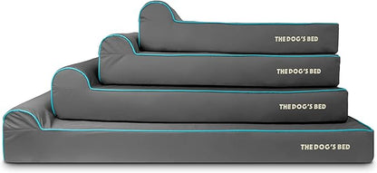 The Dog’s Bed Orthopedic Headrest Dog Bed XXXL Grey/Blue, Memory Foam, Pain Relief for Arthritis, Hip & Elbow Dysplasia, Post Surgery, Lameness, Waterproof Washable Cover, Veterinary Approved