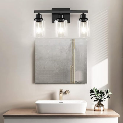 DIKAIDA 3-Light Bathroom Light Fixtures, Modern Bathroom Wall Lights Over Mirror