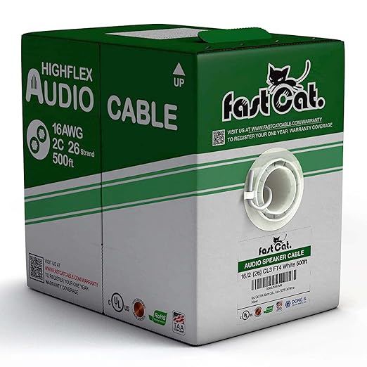 fast Cat. Speaker Wire 16 Guage 2C, UL Listed & CMR/CL3R-FT4 Rated