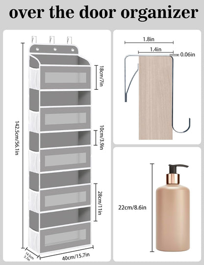 Over The Door Organizer, 5 Shelves Closet Door Hanging Organizer with 10 Mesh Pockets, Nursery Closet Organizer, Baby Essentials, Dorm Room Essentials for Girls