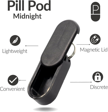 Magnetic Keychain Pill Holder - Compact, Durable, Lightweight with Sleek Minimalist Design - Secure, Discrete, Portable Pill Holder Keychain for Everyday Use (Midnight)
