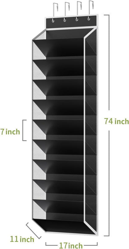 KEEPJOY 10 Tiers Mesh Over Door Shoe Organizer Storage, Hanging Shoe Holder for Door with Large Deep Pockets, Fit 20-30 Pairs Shoe Rack for Sneakers, Boots.(Black)