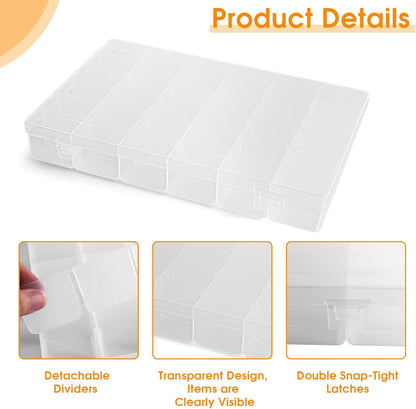 2 Pack Piping Tip Organizer Box, 36 Grids Storage Container with Adjustable Dividers, Made with Clear Plastics, Compartment Container for Cake Decorating Tools, Baking Tools, Jewelry, Beads and Crafts
