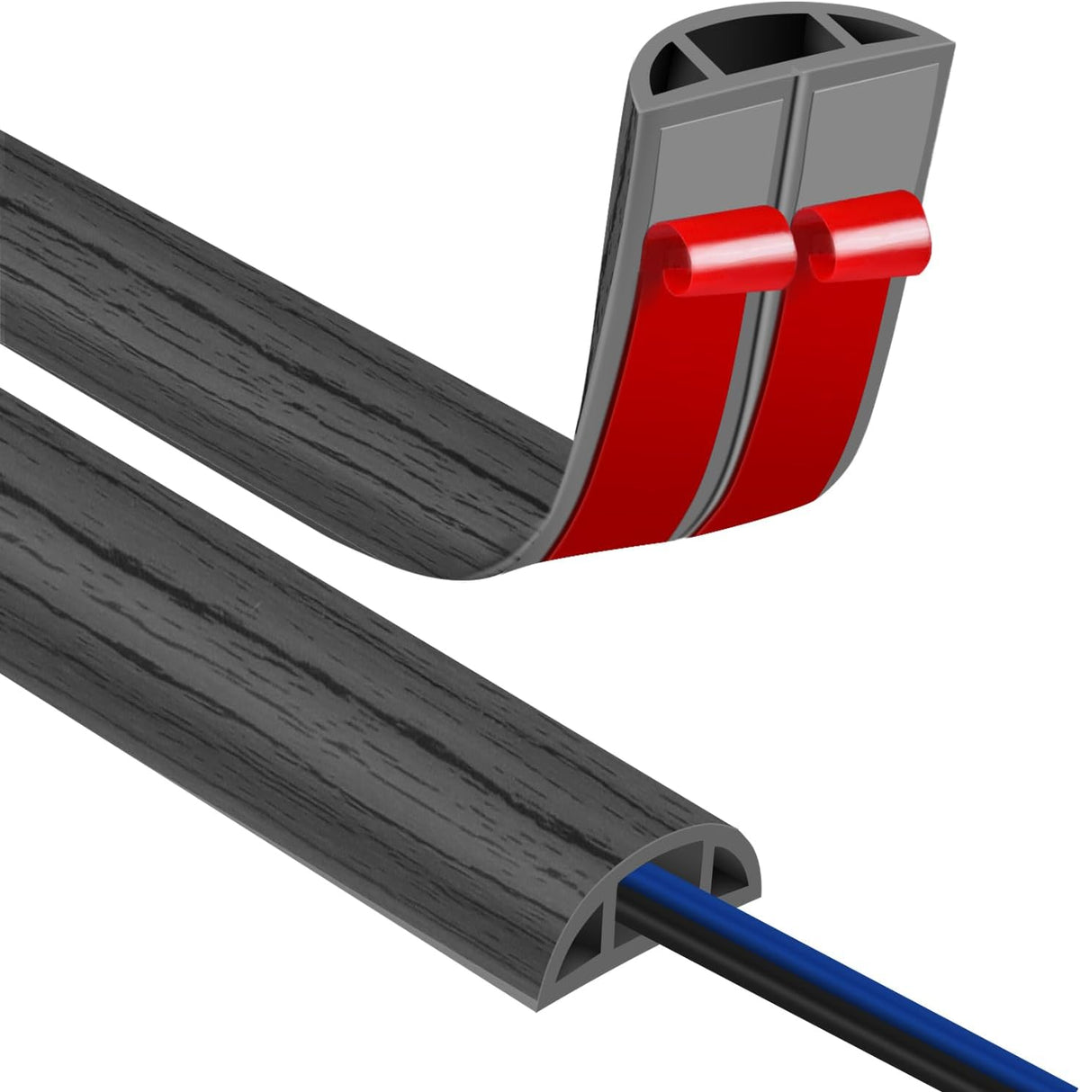Floor Cord Covers for Wires 12FT Cable Hider Wire Cover Self Adhesive Cord Hider Floor for Offices, Homes, Workshops, Warehouses Cable Cavity 0.39" W x 0.27" H