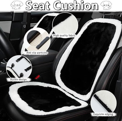Set of 8 Car Headrest & Lumbar Support & Seat Cushion & Back Support Pillow Cute Black & White Dog Pattern Car Seat Pillow Comfortable & Durable Car Accessories Pillow for Long Sitting