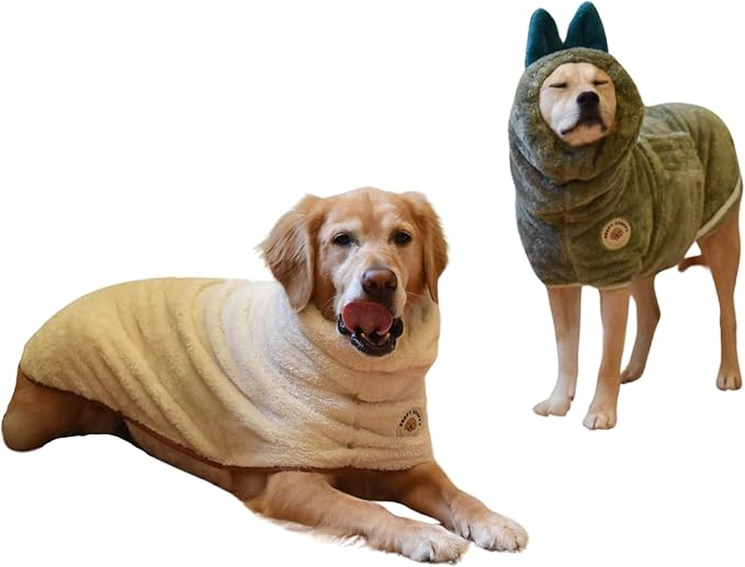 DERPY CHAPPY Premium Dog Towel Robe & Dog Bathrobe For Drying Dogs Made in Korea | Super Absorbent Quick & Adjustable Microfiber Bath Towel For Cats & Puppy Robes After Bath | Soft Warm Coat |Olive XL