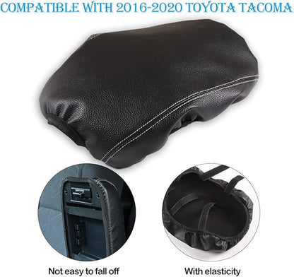 CHEAYAR Leather Car Auto Center Console Armrest Cushion for Toyota Tacoma Accessories 2016-2018 2019 2020 American Flag (Black-Leather)