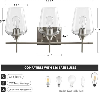 VONLUCE Bathroom Vanity Light, 3 Light Bathroom Light Fixture Over Mirror