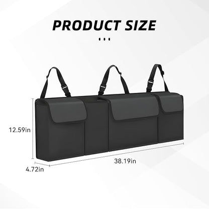 Car Trunk Organizer, Backseat Hanging Large Storage with Adjustable Straps,Waterproof PVC Collapsible Cargo Bag, Car Interior Accessories for Auto SUV MPV (Black)