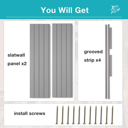 NeatiEase 2 x 4ft Slatwall Panel Wall Storage Systems, Slat Wall Paneling Garage Wall Organizer, Heavy Duty Wall Mounted PVC Wall Rack (Gray)