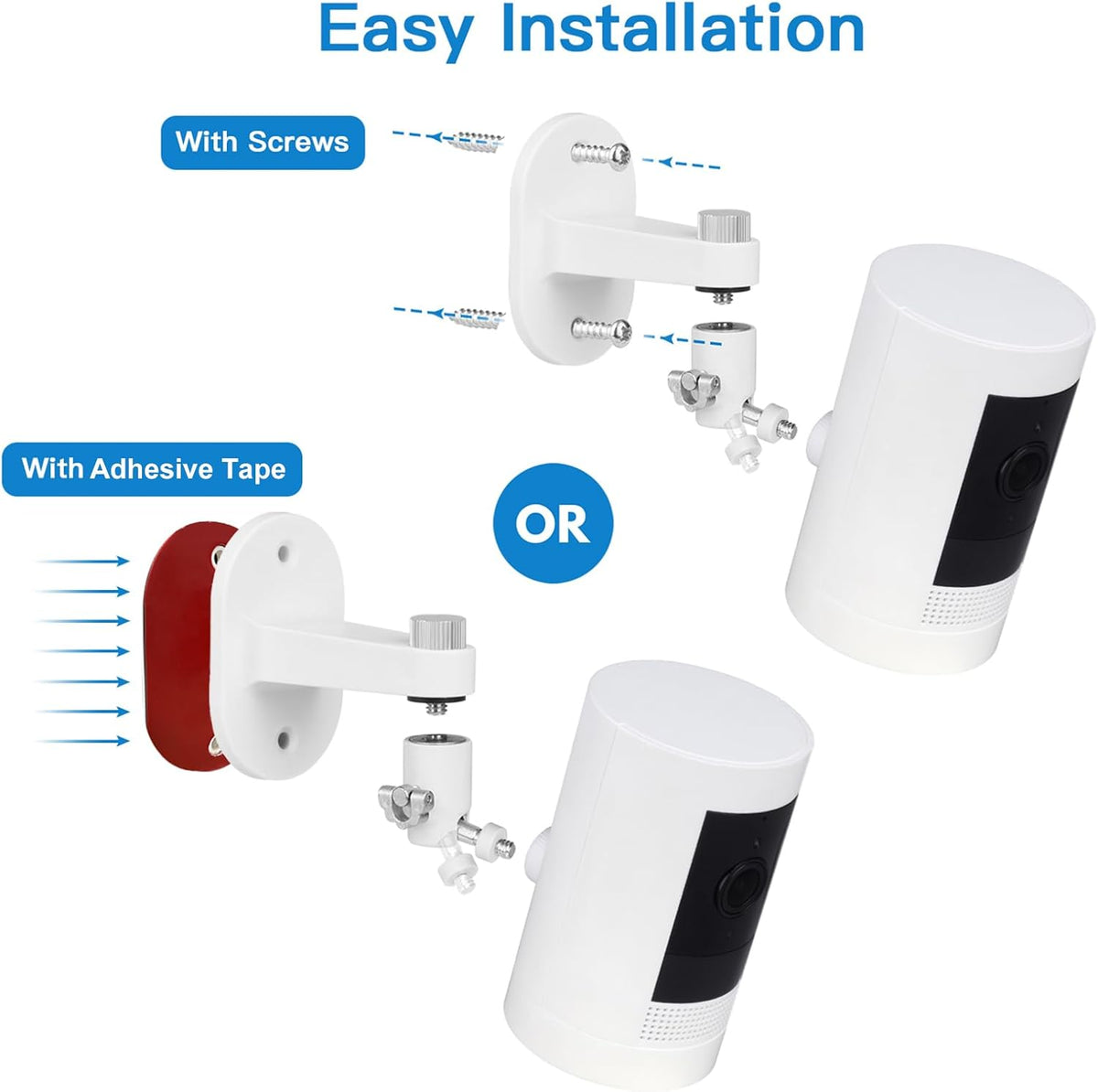 ALERTCAM 2Pack Adjustable Security Wall Mount Bracket for Stick Up Cam & Outdoor Cam Plus, Perfect View Angle for Your Surveillance Camera System - White