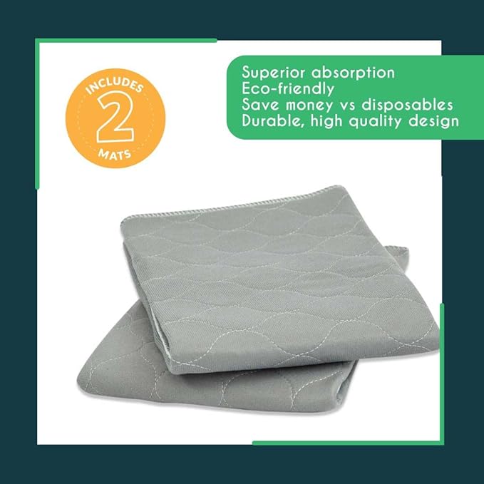 rocket & rex Premium Washable Pee Pads for Dogs, Waterproof & Reusable Puppy Pads for Potty Training, Whelping, Lining Crates & More, Guaranteed for up to 300 Washes, 22" x 22" (Pack of 2)