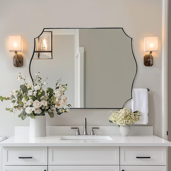 ANDY STAR Chrome Bathroom Mirror, 30x40 Inch Large Polished Chrome Mirror