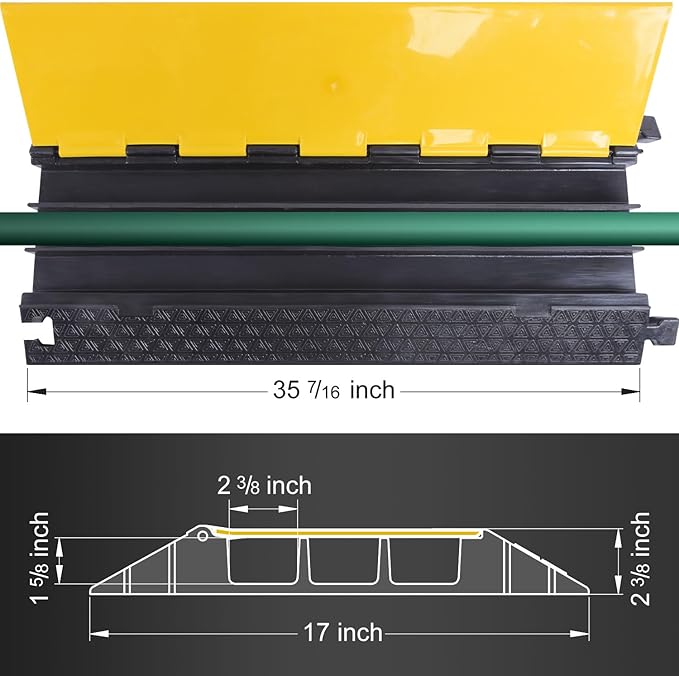 OranLite Rubber Cable Protector Ramp, Heavy Floor Cable Wire Cord Cover Speed