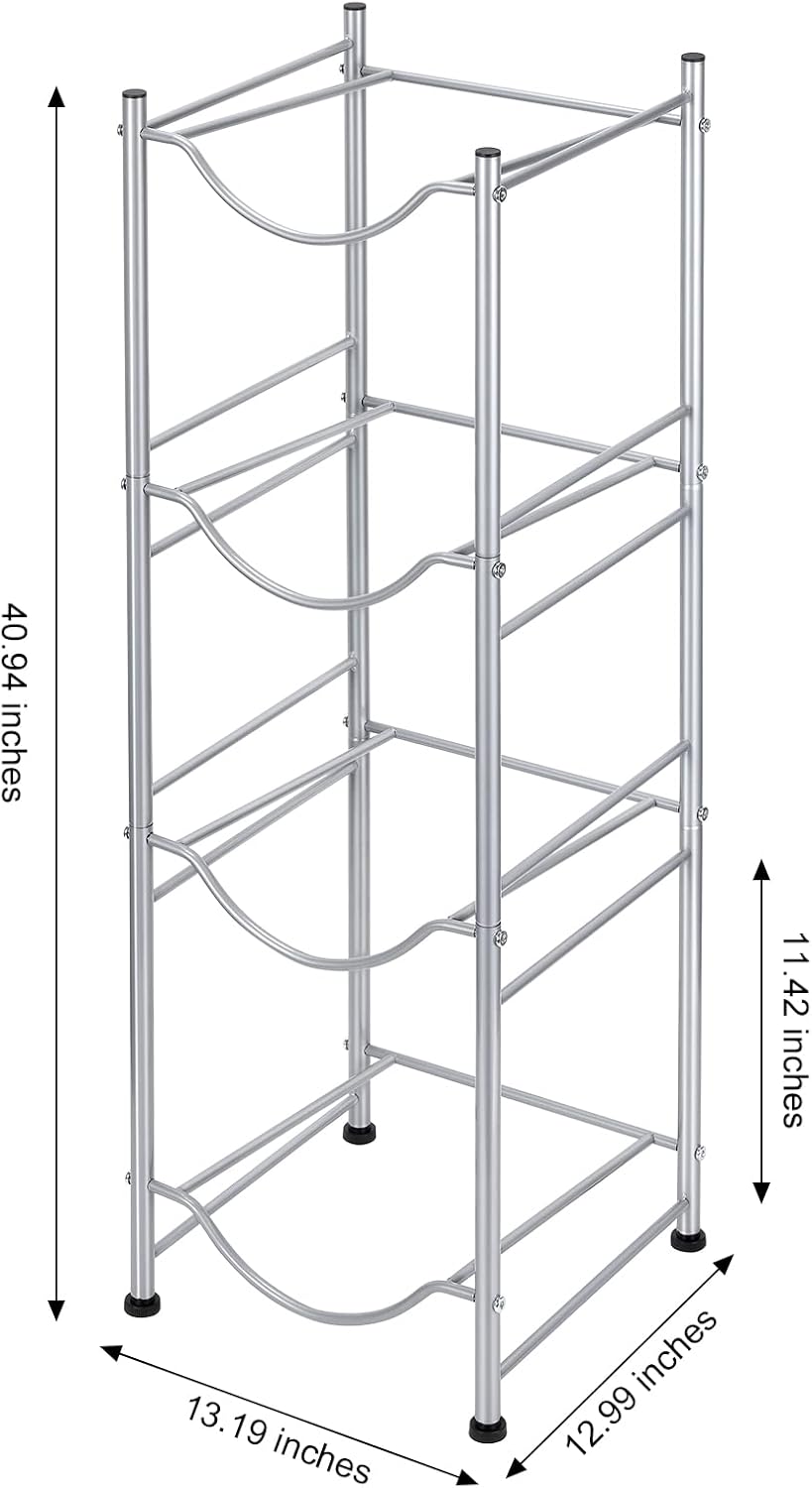 5 Gallon Water Jug Holder - 4 Tier Cooler Jug Rack, Detachable Dispenser Stand for Home, Kitchen, Office - Silver