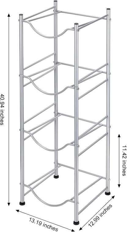 5 Gallon Water Jug Holder - 4 Tier Cooler Jug Rack, Detachable Dispenser Stand for Home, Kitchen, Office - Silver