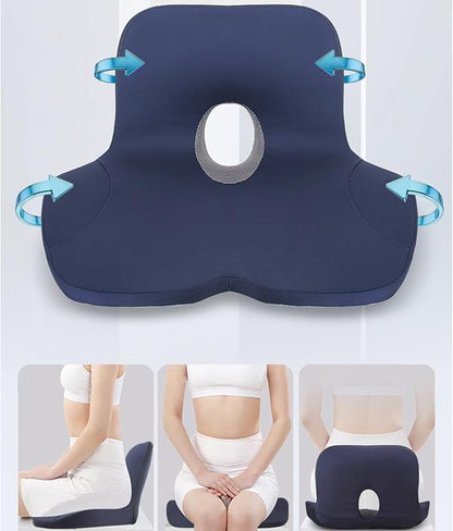 Chair Cushion - Car Seat Cushion with Back Support Pillow for Ergonomic Comfort, Non Slip with Memory Foam Relief, Lumbar Support Pad for Hips Women Men Office Travel Driving Home Car Use