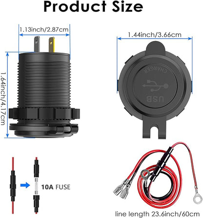 Pack of 2 x 36W Quick Charge 3.0 USB Car Charger Socket, 12V/24V Dual USB Quick Charge 3.0 Car Cigarette Lighter Adapter with Touch Switch for Motorcycle, Boat, Truck, Caravan