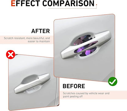 8 PCS Car Door Handle Scratch Protectors, Scratch-Proof Door Cup Protectors, Automotive Door Handle Paint Protective Film, Universal for Most Cars (Style 3)