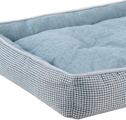 Sam's Pets Arlo Orthopedic Blue Plaid Dog Bed with Soft Fabric, Easy Cleaning, Non-Slip Grip, Modern Design, Large