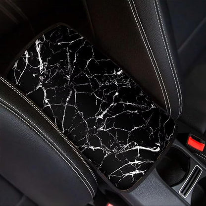 Coldinair Black Marble Print Universal Car Center Console Pad Soft Armrest Protector Cover Fit for Most Vehicle,SUV,Truck,Car Interior Accessories Decor