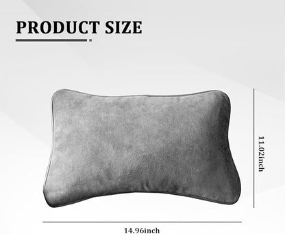 Car Lumbar Support Pillow, Suede Leather Vehicle Driving Seat Lumbar Support Pillow for Lower Back Pain Relief, Auto Interior Back Cushion Pad, Universal for SUV Sedan Truck (Titanium Grey)