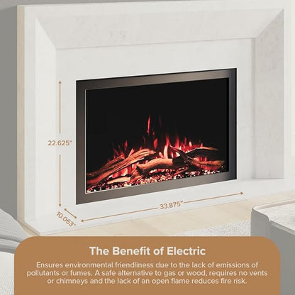 Modern Ember Highmark Traditional 33 Inch Built-in Smart Electric Fireplace