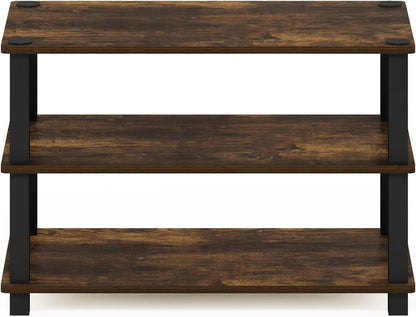 Furinno Turn-S-Tube 3-Tier Shoe Rack, Amber Pine/Black