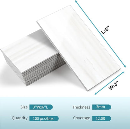 Vamos Tile 100-Piece Glossy Dolomite White Peel and Stick Backsplash Tile