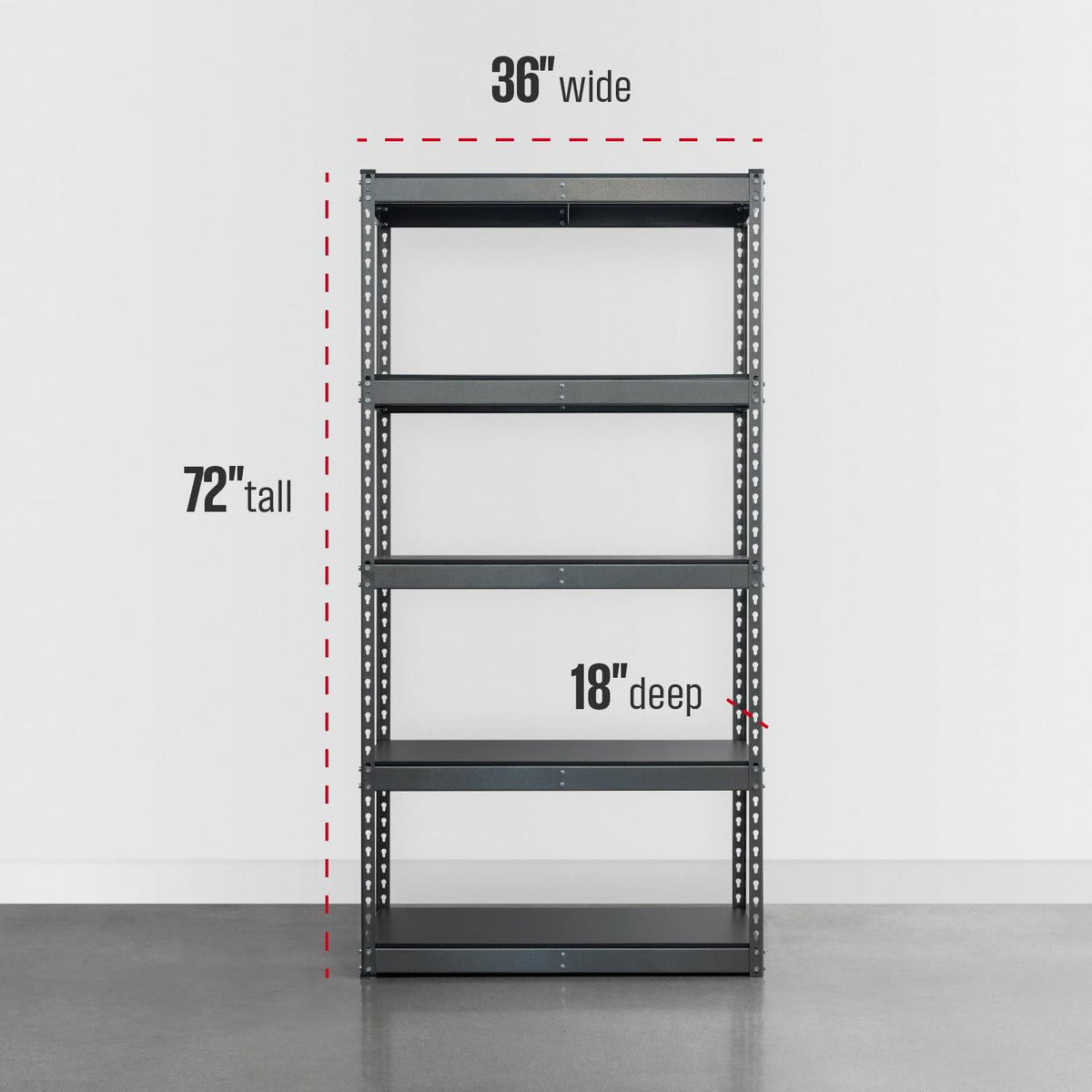 SafeRacks Modular Garage Shelving - 5 Tier Storage Shelves, Tall Metal Rack Shelves for Storage, Heavy Duty Steel Shelf Organizer for Garage, Or Kitchen Pantry (Hammertone, 18 x 36 x 72)