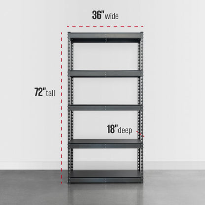 SafeRacks Modular Garage Shelving - 5 Tier Storage Shelves, Tall Metal Rack Shelves for Storage, Heavy Duty Steel Shelf Organizer for Garage, Or Kitchen Pantry (Hammertone, 18 x 36 x 72)