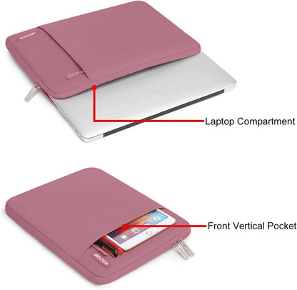 MOSISO Laptop Case 13.3 inch, 13-13.3 inch Laptop Sleeve Compatible with MacBook Air/Pro 13/Pro 14 M5 M4 M3 M2 M1, HP Dell ASUS Lenovo,Polyester Vertical Computer Sleeve Bag with Pocket, Dusty Rose