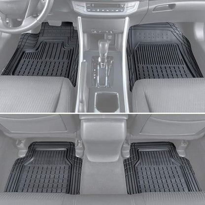 Motor Trend FlexTough Rubber Car Floor Mats with Cargo Trunk Liner, Trim to Fit Performance Plus Heavy Duty Liners for Auto SUV Truck Car Van, Thick & All Weather