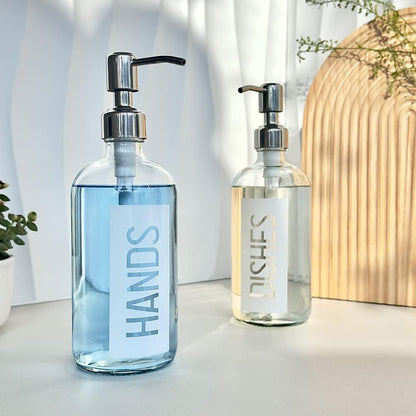 JASAI 2Pack 18OZ Glass Soap Dispenser with Rustproof 304 Stainless Steel Pump, Kitchen Soap Dispenser for Hands & Dishes (White)