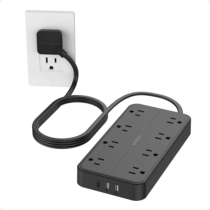 2000J Surge Protector Power Strip, TESSAN 5 FT Extension Cord