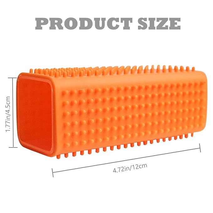 2 Pieces Pet Dog Cat Hair Remover, Block Roller Cleaner, Hollow Silicone Cleaner Brush for Sofa, Car Interiors, Furnishings, Carpets, Bedding or Any Fabric (Orange, Blue)