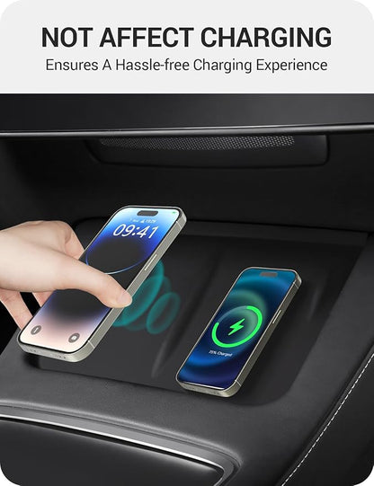 BASENOR Upgrade Tesla Model Y Model 3 Center Console Wireless Charger Mat Silicone Cover Wireless Charging Phone Pad for 2021-2024 Model Y 2021-2023 Model 3 Interior Accessories